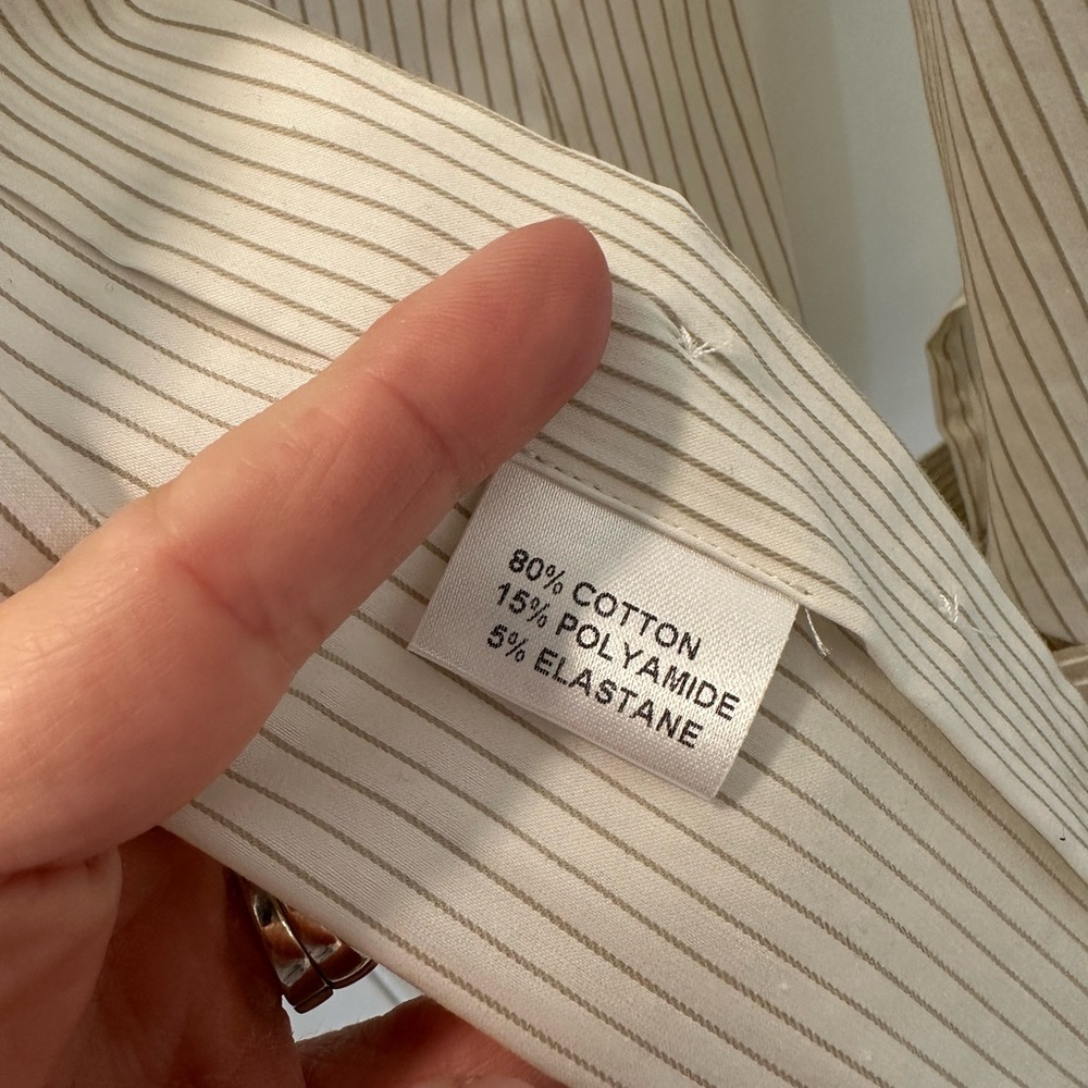 Barbour NWT women’s stretch pinstriped button down white and stone size 10 - Picture 6 of 7